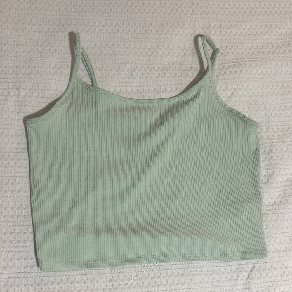 American Eagle Outfitters Light Green Ribbed Camisole Large